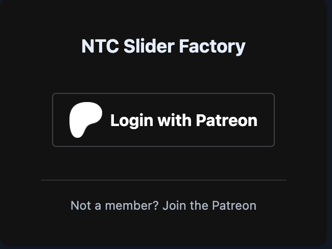 Sliders login page